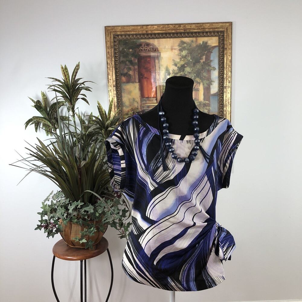 New York & Company Women’s Blouse XL Sleeveless Abstract Print Pullover Top